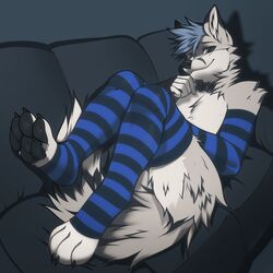  1:1 4_toes angiewolf anthro bed black_pawpads blue_clothing blue_footwear blue_legwear blue_socks blue_thigh_highs blue_thigh_socks canid canine claws clothed clothing digital_media_(artwork) feet fluffy fluffy_tail footwear fox fur furniture grey_body grey_fur hair hi_res hindpaw legwear long_socks looking_at_viewer lying lying_on_bed male mammal mostly_nude multicolored_clothing multicolored_footwear multicolored_legwear multicolored_socks multicolored_thigh_highs multicolored_thigh_socks on_bed pattern_clothing pattern_footwear pattern_legwear pattern_socks pattern_thigh_highs pattern_thigh_socks pawpads paws riyote shaded smile smirk socks sofa soles solo striped_clothing striped_footwear striped_legwear striped_socks striped_thigh_highs striped_thigh_socks stripes tail thigh_highs thigh_socks toe_claws toeless_footwear toeless_socks toes two_tone_clothing two_tone_footwear two_tone_legwear two_tone_socks two_tone_thigh_highs two_tone_thigh_socks 