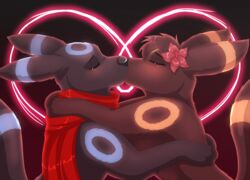  abby_(umbreon) black_body black_fur blush canid canine canis closed_eyes clothing digital_media_(artwork) duo eeveelution female feral flower fur generation_2_pokemon hair heart_symbol hi_res kissing kurai_(kuraibre) lawkie love male male/female mammal nintendo plant pokemon pokemon_(species) romantic romantic_couple shiny_pokemon simple_background tail umbreon 