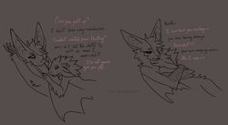  ambiguous/ambiguous ambiguous_gender anthro anthro_on_anthro avoid_posting big_ears bunny_(pantheggon) capcom claws cuddling dialogue digital_drawing_(artwork) digital_media_(artwork) duo english_text half-length_portrait hand_on_chest heron_(pantheggon) hi_res hug line_art looking_down monster_hunter nightshade_paolumu pantheggon pink_rathian portrait rath_wyvern rathian smile text 