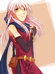  breasts female fire_emblem fire_emblem:_akatsuki_no_megami long_hair micaiah nintendo pantyhose silver_hair smile yellow_eyes 