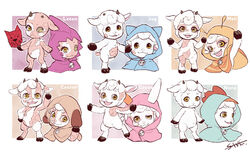  2021 :&lt; :3 anthro bovid brother_(lore) brother_and_sister_(lore) caesar_(my_little_goat) caprine clothing cocoa_(my_little_goat) daww deformed digital_drawing_(artwork) digital_media_(artwork) english_text fairy_tales female frown fur goat group happy hi_res holding_mask hoodie hooves horizontal_pupils horn jog_(my_little_goat) kemono lazy_eye lecon lolicon looking_at_viewer male mammal mask mell_(my_little_goat) my_little_goat na1ta nono_(my_little_goat) pupils sibling_(lore) simple_background sister_(lore) smile smiling_at_viewer standing text the_wolf_and_the_seven_little_goats topwear white_background white_body white_fur white_wool wool_(fur) yellow_eyes young 