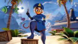  16:9 2022 3d_(artwork) 4k absurd_res admiral_brickell aircraft airship anthro artist_name battleship beach big_breasts blender_(artwork) blonde_hair bloons_tower_defense blue_eyes boots breasts brown_body brown_fur clothing daws19 detailed_background digital_media_(artwork) eyelashes female fingers footwear fur gloves gun hair hand_on_hip hand_on_own_hip handgun handwear haplorhine hat headgear headwear hi_res high_heeled_boots high_heels island legwear long_hair long_tail looking_at_viewer mammal monkey mountain multicolored_body multicolored_fur ninja_kiwi outside palm_tree plant primate ranged_weapon revolver sea seaside ship solo tail tan_body tan_fur thigh_boots thigh_highs tree two_tone_body two_tone_fur vehicle warship water watercraft watermark weapon widescreen wooden_box 