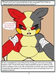  absurd_res angry anthro bandage_wraps ceiling curvy_figure english_text female first_person_view generation_8_pokemon hi_res looking_at_viewer morpeko morpeko_(full_belly_mode) nintendo on_top open_mouth pokemon pokemon_(species) rodent_powered_(softestpuffss) sephirus_(rodent_powered) softestpuffss solo story_in_picture text wide_hips 