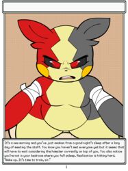  absurd_res angry anthro bandage_wraps ceiling curvy_figure english_text female first_person_view generation_8_pokemon hi_res looking_at_viewer morpeko morpeko_(full_belly_mode) nintendo on_top open_mouth pokemon pokemon_(species) pokemon_mystery_dungeon rodent_powered_(softestpuffss) sephirus_(rodent_powered) softestpuffss solo spike_chunsoft story_in_picture text wide_hips 