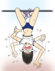  bat_(animal) bulma_briefs buruma gym_uniform highres horizontal_bar navel original stuck tai_yi_duan upside-down 