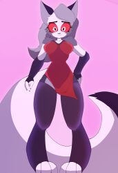  absurd_res canid canid_demon canine demon female hellaverse hellhound helluva_boss hi_res jouh loona_(helluva_boss) mammal mythological_canine mythological_creature mythology red_sclera solo white_eyes 