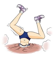  bat_(animal) bulma_briefs buruma gym_uniform highres horizontal_bar inugami-ke_no_ichizoku_pose navel original stuck tai_yi_duan upside-down 