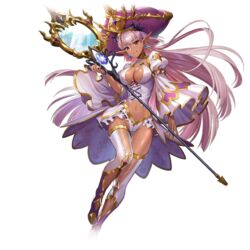  breasts dark-skinned_female dark_elf dark_skin earrings elf esquire female full_body hat holding holding_staff jewelry large_breasts large_hat long_hair looking_at_viewer mirror navel official_art parted_lips pink_hair pointy_ears red_eyes solo staff teeth teffish thighhighs transparent_background valkyrie_connect very_long_hair 