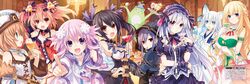  6+girls :d :o absurdres alyn_(fairy_fencer_f) animal_ears annotated armlet arms_up artist_name bare_shoulders black_hair blanc_(neptunia) blonde_hair blue_eyes blue_hair blush bow bowtie braid breasts bridal_gauntlets brown_hair cat_ears chandelier choker cleavage clenched_hand cocktail_glass collar company_connection copyright_name cross crossover cup curry d-pad dessert detached_collar detached_sleeves dress drinking_glass duplicate effole_(fairy_fencer_f) emblem english_text fairy_fencer_f food food_on_face fork frilled_hat frills gloves gothic_lolita hair_ornament hair_ribbon hairband hairbow hat highres holding hood hooded_track_jacket hoodie imageboard_desourced jacket jewelry karin_(fairy_fencer_f) large_breasts light_brown_hair logo lolita_fashion lolita_hairband long_hair long_sleeves looking_at_viewer looking_back maid_headdress multiple_girls neck_ribbon neptune_(neptunia) neptune_(series) noire_(neptunia) non-web_source official_art open_mouth orange_hair parfait pink_eyes pipin_(fairy_fencer_f) pixel-perfect_duplicate pointing profile puffy_short_sleeves puffy_sleeves purple_eyes purple_hair red_eyes red_hair ribbon short_hair short_sleeves single_braid skirt smile tiara_(fairy_fencer_f) track_jacket translation_request tray tsunako twintails usb utensil_in_mouth v-shaped_eyebrows vert_(neptunia) very_long_hair watermark whiskers white_gloves white_hair wide_sleeves wrist_cuffs 