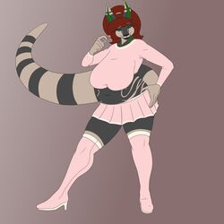  1:1 anthro big_breasts boots bpq00x breasts clothed clothing crux female footwear hi_res high_heeled_boots high_heels huge_breasts legwear looking_at_viewer makeup overweight overweight_anthro overweight_female solo standing thick_thighs thigh_highs 