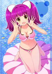  bad_id bad_pixiv_id bikini breasts cleavage female green_eyes isumi_(i-spixi) long_hair looking_at_viewer medium_breasts open_mouth photoshop_(medium) pink_bikini purple_hair solo swimsuit umi_monogatari urin_(umi_monogatari) 