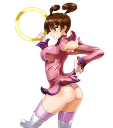  ass brown_hair commentary_request female green_eyes june_lin_milliam panties star_gladiator tanaka_hitoriaruki thighhighs underwear 