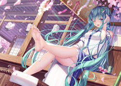  cosplay feet hatsune_miku kochiya_sanae pupupu_(1053378452) touhou vocaloid 