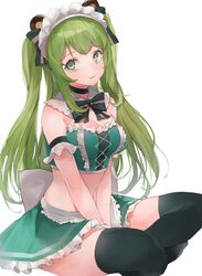  animal_ear_fluff animal_ears animal_hands animare bad_id bad_twitter_id bear_ears bear_paws black_thighhighs blush collarbone commentary female frilled_skirt frills gloves green_eyes green_hair green_skirt highres hinokuma_ran long_hair looking_at_viewer midriff miniskirt nanashi_inc. navel open_mouth paw_gloves rippootai simple_background sitting skirt smile solo strapless thighhighs thighs tube_top twintails virtual_youtuber white_background zettai_ryouiki 