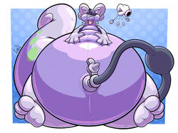  air_hose air_inflation ambiguous_gender animate_inanimate anthro belly big_belly black_hair blue_background clothing disembodied_hand dotted_background duo generation_6_pokemon glistening glistening_body gloves goodra green_spots hair half-closed_eyes handwear holding_object holding_pendulum hose hose_inflation huge_belly hyper hyper_inflation hypnosis inflatable inflated_belly inflation living_inflatable looking_down looking_down_at_self looking_down_at_stomach mind_control narrowed_eyes nintendo pattern_background pendulum pendulum_swing pokemon pokemon_(species) puffed_cheeks purple_body ringed_eyes simple_background sitting smile soul-silver-dragon spots tail tongue tongue_out toony tube_bulge white_clothing white_gloves white_handwear 