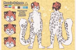  anthro asexual_pride_colors felid fluffy fluffy_tail hair hi_res kacaii lgbt_pride male mammal model_sheet pantherine pride_colors red_hair roxxie_schnee snow_leopard solo tail vincian_pride_colors 