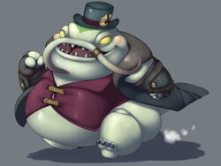  4:3 catfish clothed clothing demon fish hat headgear headwear league_of_legends male marine obese obese_male overweight overweight_male riot_games sharp_teeth solo tahm_kench_(lol) teeth tencent yosioka_san 