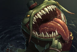  bodily_fluids catfish claws clothed clothing demon drooling fangs fish gaping_mouth hat headgear headwear league_of_legends male marine mouth_shot open_mouth palate riot_games saliva sharp_teeth solo tahm_kench_(lol) teeth tencent themirth tongue tongue_out 