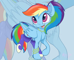  2016 blue_body blue_feathers equid equine feathered_wings feathers female feral friendship_is_magic hair hasbro hi_res mammal mistydash my_little_pony mythological_creature mythological_equine mythology pegasus rainbow_dash_(mlp) smile solo wings 