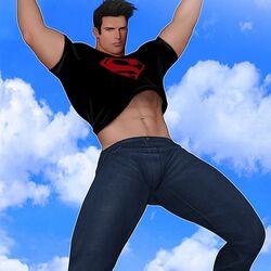  1boy abs conner_kent crop_top dc drawnpr0n flying kon-el male male_only solo superboy superhero tagme teen_titans uncensored 