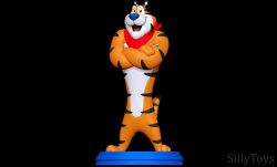  3d_(artwork) 3d_modeling 3d_print anthro black_eyes blue_nose crossed_arms digital_media_(artwork) felid frosted_flakes hi_res kellogg&#039;s male mammal mascot open_mouth orange_body pantherine raised_tail scarf sillytoys simple_background smile solo spread_legs spreading stage standing striped_body stripes tail tiger tongue tony_the_tiger 