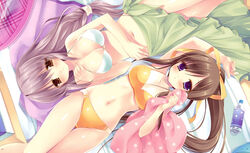  bikini cleavage jpeg_fix miyasu_risa miyazawa_midori natsu_no_ame possible_duplicate shinooka_misa swimsuits 