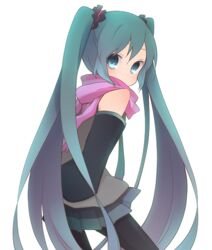  aqua_eyes aqua_hair bad_id bad_pixiv_id female hatsune_miku kinokosuke long_hair looking_back scarf solo twintails vocaloid 