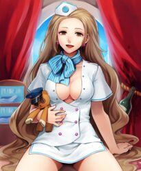  ace_attorney_investigations ace_attorney_investigations:_miles_edgeworth bad_id bad_pixiv_id breasts brown_eyes brown_hair cammy_meele cleavage earrings female flight_attendant gyakuten_saiban hat jewelry large_breasts long_hair looking_at_viewer lotter75 no_bangs pencil_skirt scarf skirt smile solo stuffed_animal stuffed_toy teddy_bear travel_attendant uniform very_long_hair 