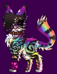  2025 ambiguous_gender black_sclera charm_(jewelry) claws collar countershading domestic_cat ear_piercing eyelashes felid feline felis feral feral_with_hair fish hair hi_res jackrabbit_(artist) mammal marine paws piercing scar self-harm_scars smile smirk solo sparklefur standing tabby_cat 
