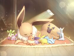  aged_down attic biting blue_eyes cleaning closed_eyes commentary_request d; ear_biting eevee espeon evolutionary_line facing_away facing_viewer flareon fringe_trim fuchsia glaceon indoors jolteon ladder leafeon licking light_particles looking_down looking_to_the_side lying lying_on_another no_humans one_eye_closed open_mouth playing pokemon pokemon_(creature) prehensile_ribbon red_eyes rug running_bond sleeping sunlight sylveon tongue tongue_out umbreon vaporeon wince window wooden_floor 