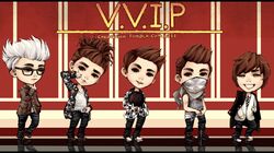  1boy bandana bigbang black_hair brown_hair chibi cosplay glasses male_focus multiple_persona seungri_(bigbang) smile solo suit white_hair white_shoes 