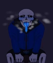  animated_skeleton blush bone bulge fakegrowlx fangs_bared glowing glowing_tongue heart_eyes heart_symbol humanoid male sans_(undertale) skeleton solo steaming tongue undead undertale undertale_(series) 