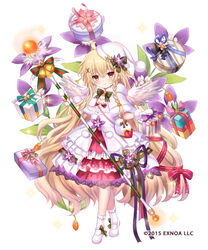  angel_wings bell blonde_hair bobby_socks box braid capelet christmas closed_mouth commentary_request copyright_notice crossed_legs dress feathered_wings female flower flower_knight_girl full_body fur-trimmed_capelet fur-trimmed_headwear fur-trimmed_mittens fur_trim gift gift_box glowing hair_between_eyes hair_ornament hat holding holding_staff kuko_(flower_knight_girl) long_hair mary_janes mittens name_connection object_namesake official_art orb purple_flower red_eyes santa_hat shiodome_oji shoes simple_background smile socks solo staff standing tilted_headwear very_long_hair watermark white_background white_capelet white_dress white_footwear white_hat white_mittens white_socks white_wings wings x_hair_ornament 