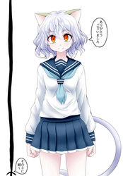  animal_ears cat_ears cat_tail hunter_x_hunter nefelpitou neferpitou red_eyes school_uniform short_hair solo tail watarui white_hair 