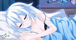  artist_name bed black_heart chou_megami_shinkou_noire_gekishin_black_heart choujigen_game_neptune choujigen_game_neptune_mk2 female keenh meta neptune_(series) noire sleeping solo white_hair 