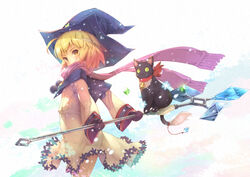  bell black_gloves blonde_hair commentary_request fantasy_earth fantasy_earth_zero feline female gloves hat holding holding_staff looking_at_viewer looking_back mittens pantyhose red_scarf ribbon ryouku scarf short_hair simple_background smile snowflakes snowing solo sorcerer_(eudyptes_outfit)_(fantasy_earth_zero) sorcerer_(fantasy_earth_zero) staff standing white_background window witch_hat yellow_eyes yellow_pantyhose 