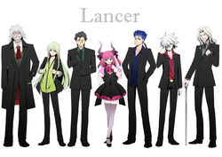  6+boys alternate_costume commentary_request cu_chulainn_(fate) cu_chulainn_(fate/stay_night) diarmuid_ua_duibhne_(lancer)_(fate) elizabeth_bathory_(fate) elizabeth_bathory_(fate/extra_ccc) enkidu_(fate) fate/apocrypha fate/extra fate/extra_ccc fate/stay_night fate/strange_fake fate/zero fate_(series) female formal karna_(fate) lineup long_hair multiple_boys shimaneko suit thighhighs vlad_iii_(fate/apocrypha) vlad_iii_(fate/extra) zettai_ryouiki 