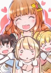  &gt;_&lt; 0_0 4girls :&lt; :3 :d ^_^ akagi_miria bad_id bad_pixiv_id black_hair blonde_hair blush brown_hair closed_eyes futaba_anzu heart idolmaster idolmaster_cinderella_girls jewelry jougasaki_rika long_hair low_twintails moroboshi_kirari multiple_girls necklace o_o open_mouth smile triangle_mouth twintails two_side_up yummy_yoi 