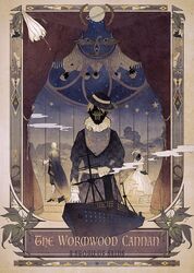  2boys art_nouveau border bow cape commentary cover dress english_text engrish_text fabri female flower gown hat multiple_boys original passenger_ship ranguage ship star_(symbol) watercraft white_dress 