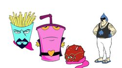  adult_swim animate_inanimate aqua_teen_hunger_force carl_brutananadilewski cartoon_network crossover deltarune eyewear food food_creature frylock glasses group heart_symbol hi_res horn human kama_and_hallie kris_(deltarune) lancer_(deltarune) male mammal master_shake meatwad ralsei scarf simple_background spade_(disambiguation) susie_(deltarune) undertale_(series) white_background 