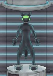  animated anthro canid canine canis deanwolfwood drone gas_mask hi_res hypnosis latex male mammal mask mind_control plastic short_playtime solo test_chamber toy transformation wolf ych_(character) 