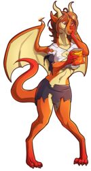  absurd_res after_transformation anthro clothing digitigrade dragon european_mythology female hand_on_snout hi_res mythological_creature mythological_scalie mythology office_clothing scalie scissorsrunner solo third-party_edit torn_clothing western_dragon 