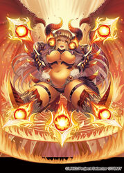  breasts dragon_girl female fire gradient gradient_background large_breasts madopen solo 