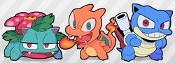  ambiguous_gender blastoise charizard feral gashi-gashi generation_1_pokemon group nintendo pokemon pokemon_(species) semi-anthro starter_trio tail toony trio venusaur 