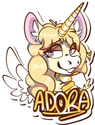  2023 adora_(marsminer) alicorn alpha_channel anthro badge equid equine female hi_res horn horse mammal marsminer mythological_creature mythological_equine mythology name pegasus solo text unicorn wings 