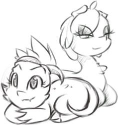  anthro black_and_white duo equid equine female feral hi_res horse kobold loaf mammal monochrome pony pooky_(pooky&#039;s_goodra) telsie 