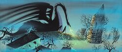  1959 20th_century ancient_art better_version_at_source breath_powers castle concept_art disney dragon elemental_manipulation eyvind_earle female feral fire fire_breathing fire_manipulation gouache_(artwork) hi_res human macro maleficent mammal official_art outside painting_(artwork) plant ruins scalie sleeping_beauty_(1959) traditional_media_(artwork) tree western_dragon 