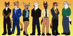  2:1 alternate_species anthro better_call_saul black_body black_clothing black_fur black_nose blonde_hair blue_clothing blue_eyes breaking_bad brown_body brown_eyes brown_fur brown_hair bull_terrier canid canine canis chromatic_aberration chuck_mcgill clothed clothing cougar deer digital_drawing_(artwork) digital_media_(artwork) domestic_dog felid feline female flat_colors fluffy fluffy_tail fox fur furrification great_dane green_clothing grey_clothing grey_fox group gustavo_fring hair howard_hamlin humanoid hunting_dog jacket kim_wexler male mammal mastiff mike_ehrmantraut molosser multicolored_body multicolored_fur mustelid musteline nacho_varga necktie orange_background orange_body orange_fur poisonousskunk saul_goodman shirt simple_background standing tail terrier text topwear true_musteline urocyon weasel white_body white_fur white_hair yellow_background yellow_clothing 