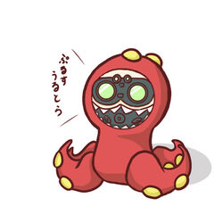  1boy apex_legends bad_id bad_pixiv_id chibi cosplay goggles male_focus mask mouth_mask name_connection nepitasu octane_(apex_legends) octillery octillery_(cosplay) pokemon shadow solo translation_request white_background 