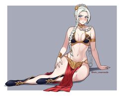  blush braid chain_leash chains cosplay edelgard_von_hresvelg female fire_emblem fire_emblem:_three_houses leash metal_bikini metal_bra navel pelvic_curtain princess_leia princess_leia_(cosplay) rein_creamsoda revealing_clothes slave star_wars white_hair 